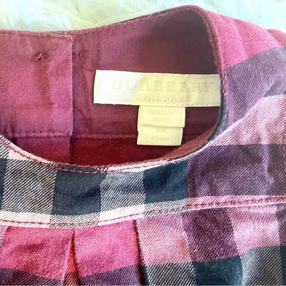 Burberry burgundy plaid shift dress Size 3 months - Picture 4 of 4